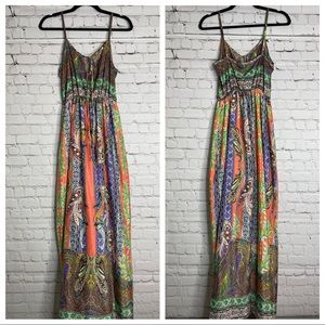 Maxi Dress w/ Spaghetti Straps Paisley Print